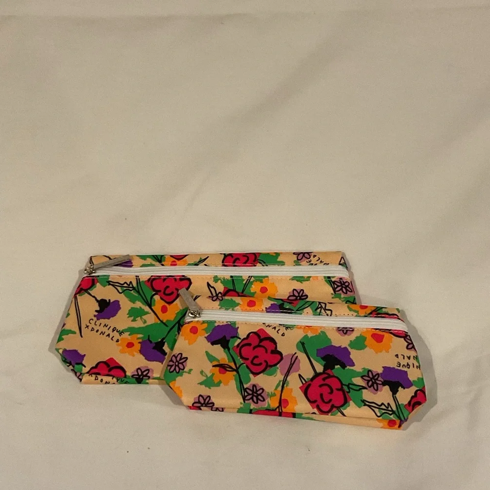 Clinique Floral Print Set of 2 Cosmetic Pouches